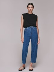 Whistles Blue High Waist Barrel Taper Leg Jeans - Image 1 of 3