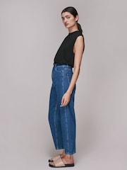Whistles Blue High Waist Barrel Taper Leg Jeans - Image 3 of 3