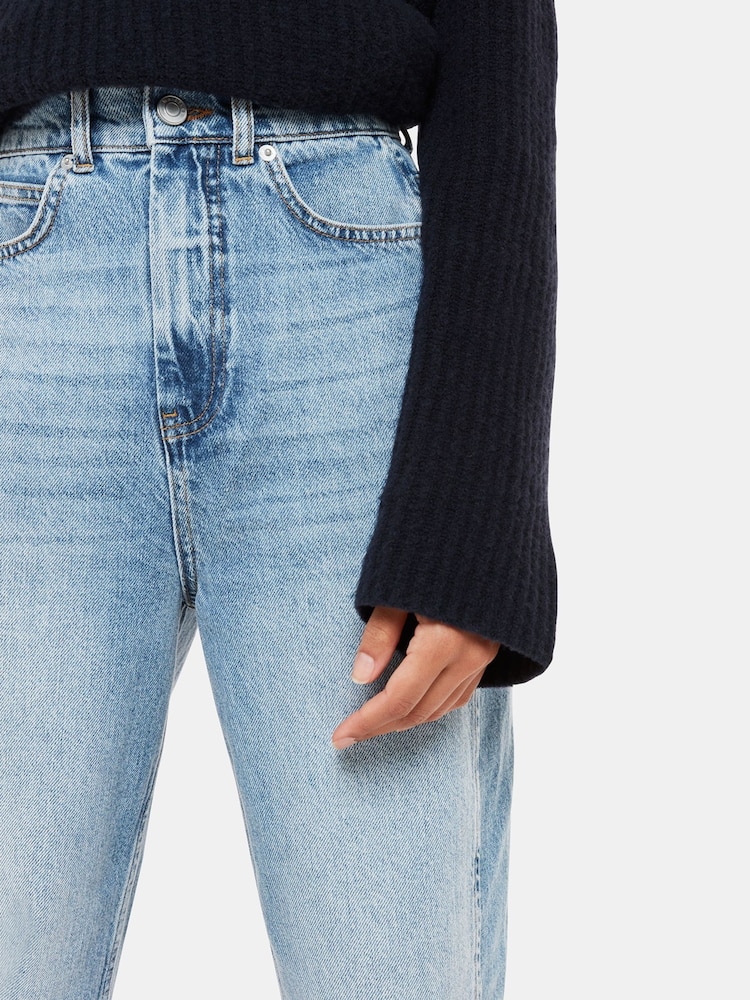Whistles Blue High Waist Barrel Taper Leg 100% Cotton Jeans - Image 1 of 4