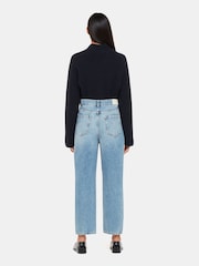 Whistles Blue High Waist Barrel Taper Leg 100% Cotton Jeans - Image 2 of 4