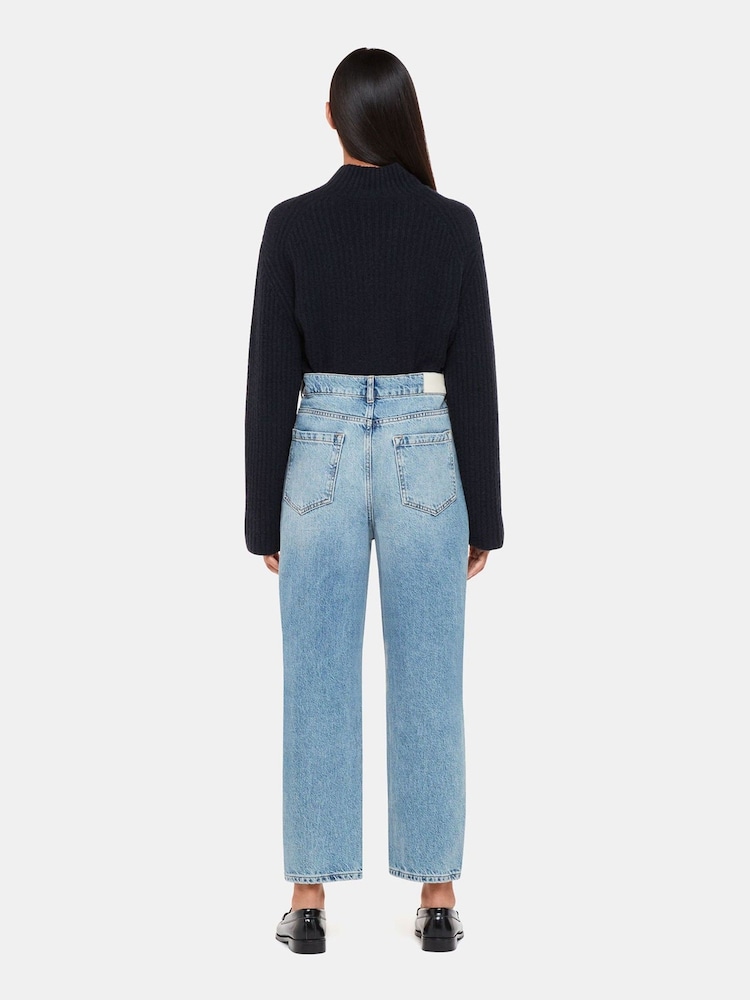 Whistles Blue High Waist Barrel Taper Leg 100% Cotton Jeans - Image 2 of 4