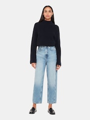 Whistles Blue High Waist Barrel Taper Leg 100% Cotton Jeans - Image 3 of 4