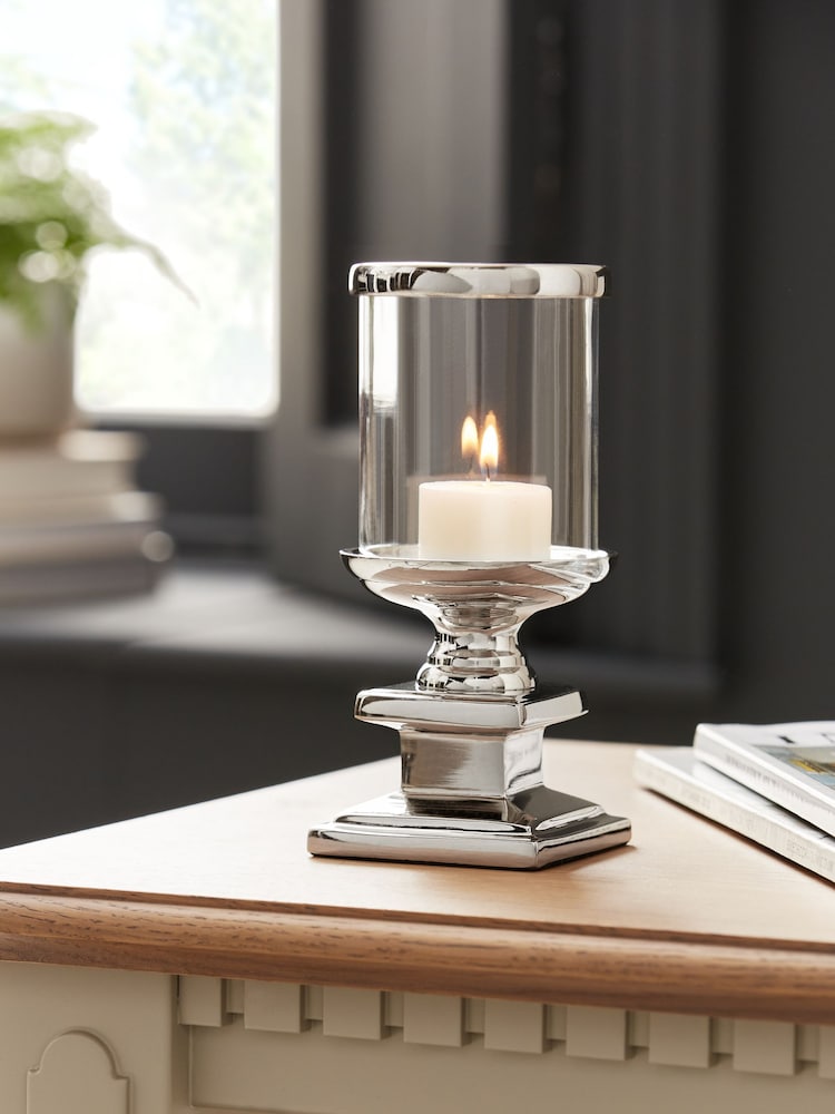Laura Ashley Silver Glass and Silver Hurricane - Image 2 of 4
