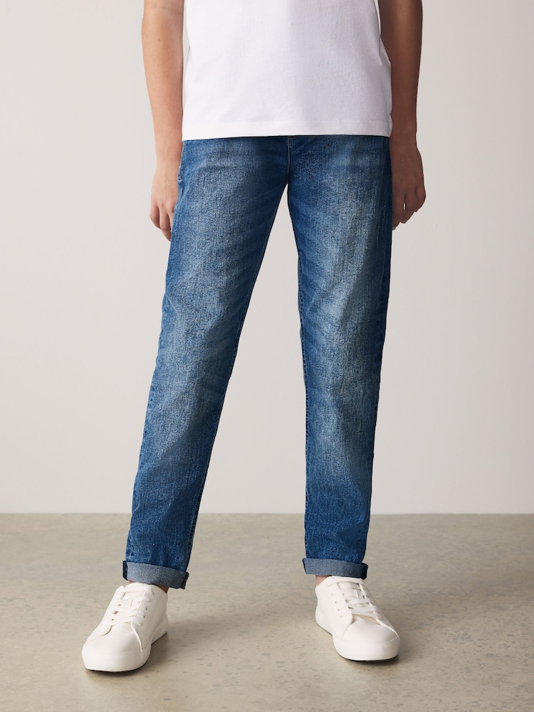 Blue Acid Wash Tapered Fit Stretch Jeans (3-16yrs) - Image 1 of 5