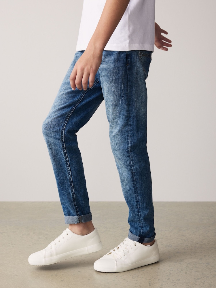 Blue Acid Wash Tapered Fit Stretch Jeans (3-16yrs) - Image 2 of 5