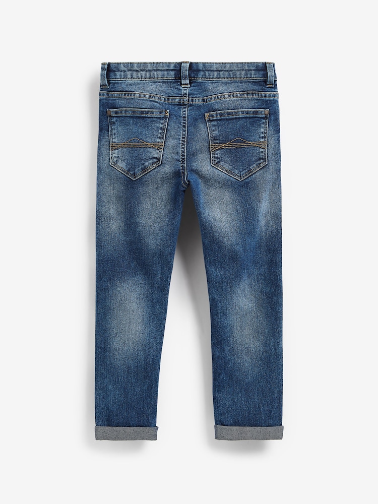 Blue Acid Wash Tapered Loose Fit Cotton Rich Stretch Jeans (3-17yrs) - Image 2 of 3