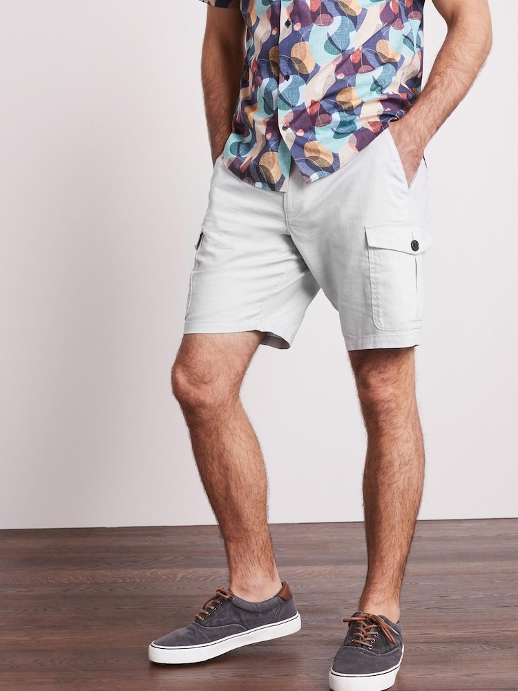 Light Grey Linen Blend Cargo Shorts - Image 1 of 6 Light Grey Linen Blend Cargo Shorts - Image 1 of 6