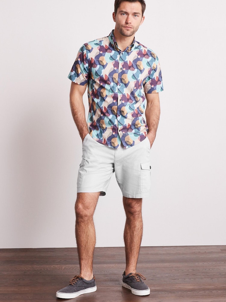 Light Grey Linen Blend Cargo Shorts - Image 2 of 6 Light Grey Linen Blend Cargo Shorts - Image 2 of 6