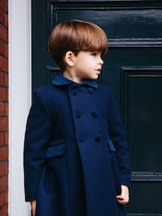 Trotters London Blue Wool Classic Coat - Image 3 of 6
