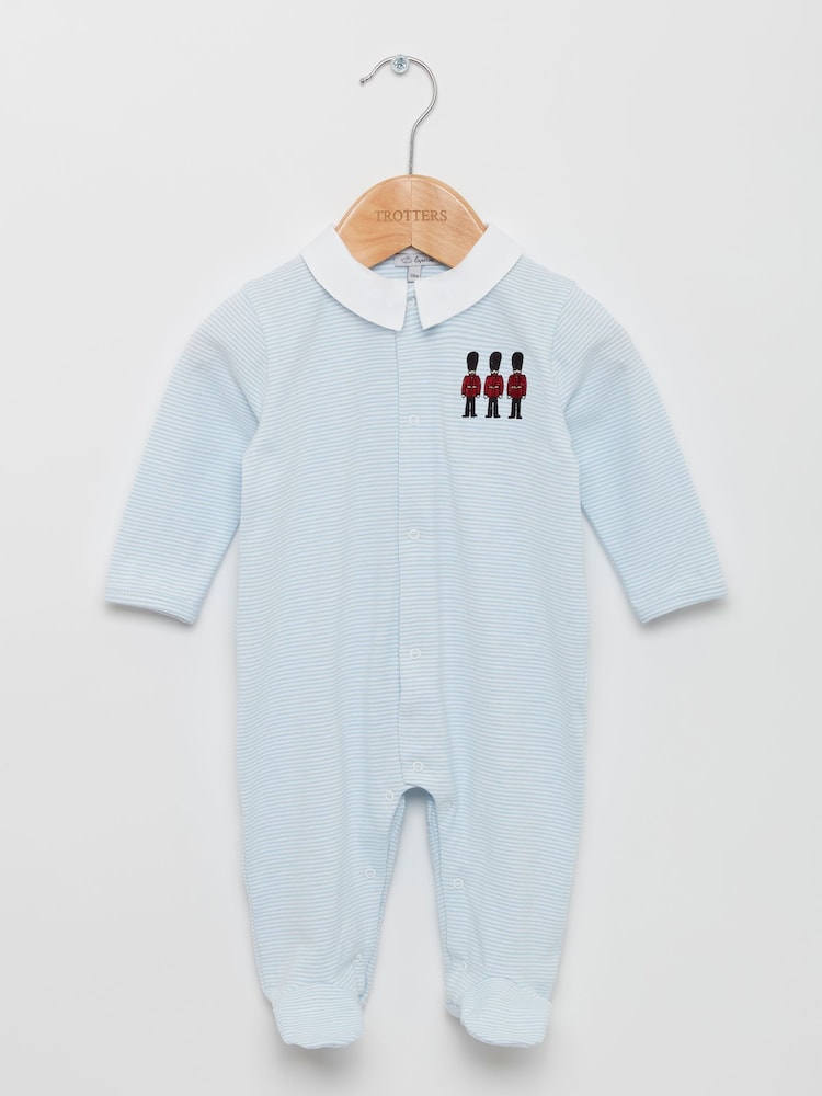 Trotters London Blue Stripe Hugo Sleepsuit - Image 2 of 4