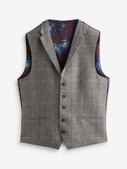 Grey Herringbone Check Wool Blend Waistcoat - Image 1 of 4
