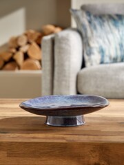 Blue Ceramic Organic Decorative Bowl - Image 1 of 4