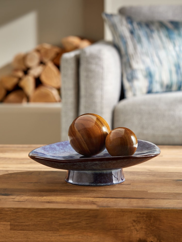 Blue Ceramic Organic Decorative Bowl - Image 2 of 4