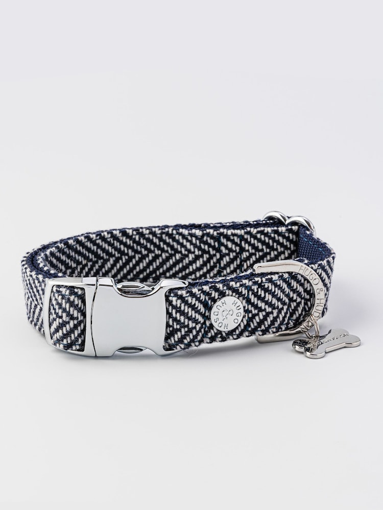 Blue Hugo & Hudson Blue Herringbone Dog Collar - Image 2 of 4