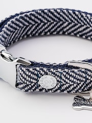 Blue Hugo & Hudson Blue Herringbone Dog Collar - Image 3 of 4