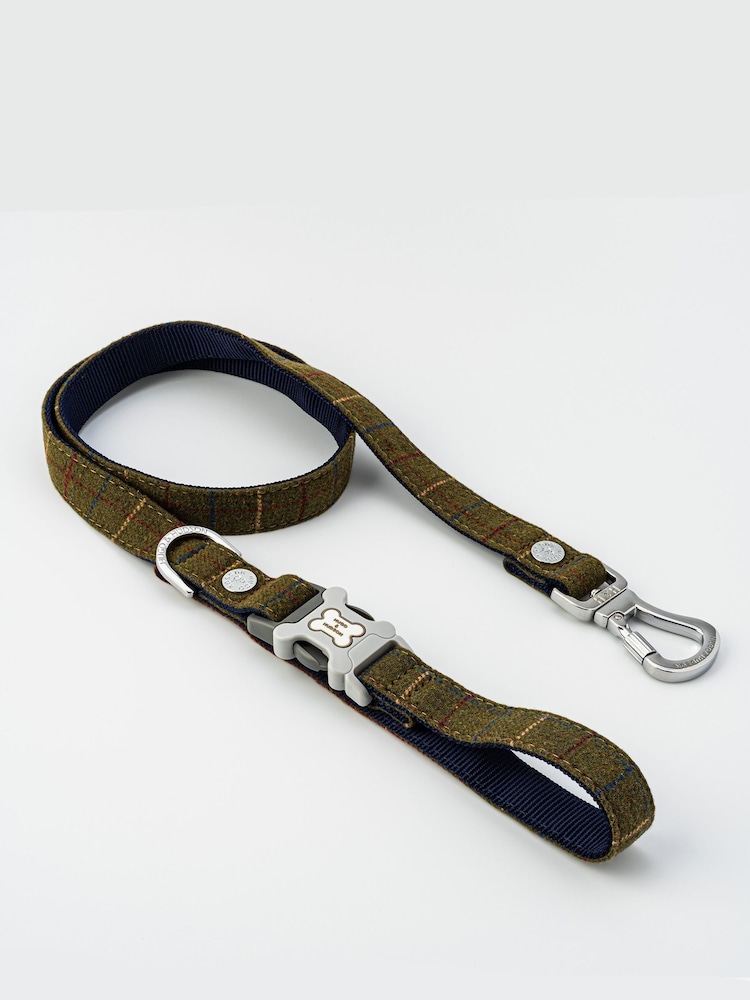 Green Hugo & Hudson Green Checked Tweed Dog Lead - Image 2 of 4