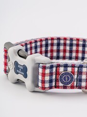 Blue Hugo & Hudson Blue Navy and Red Checked Dog Collar - Image 3 of 4