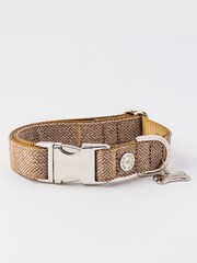 Brown Hugo & Hudson Brown Checked Herringbone Dog Collar - Image 3 of 4