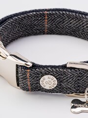 Grey Hugo & Hudson Grey Checked Herringbone Dog Collar - Image 3 of 4
