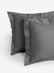 Charcoal Grey Oxford Edge Cotton Rich Oxford Duvet Cover and Pillowcase Set - Image 2 of 4