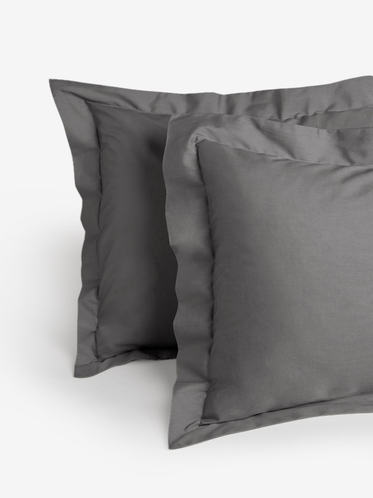 Charcoal Grey Oxford Edge Cotton Rich Oxford Duvet Cover and Pillowcase Set - Image 2 of 4