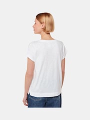 Whistles White V-Neck Willa Cap Sleeve 100% Cotton T-Shirt - Image 2 of 5