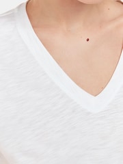 Whistles White V-Neck Willa Cap Sleeve 100% Cotton T-Shirt - Image 3 of 5