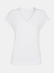 Whistles White V-Neck Willa Cap Sleeve 100% Cotton T-Shirt - Image 5 of 5