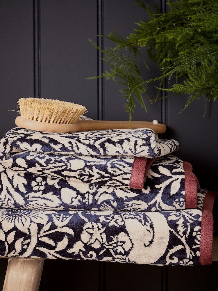 Morris & Co Blue Strawberry Thief Towel - Image 1 of 4