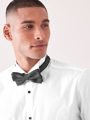 White Regular Fit Double Cuff Dress Shirt and Bow Tie Set - Image 3 of 6