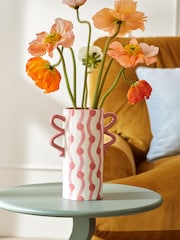 Pink Painted Ceramic Wiggle Vase - Image 1 of 5