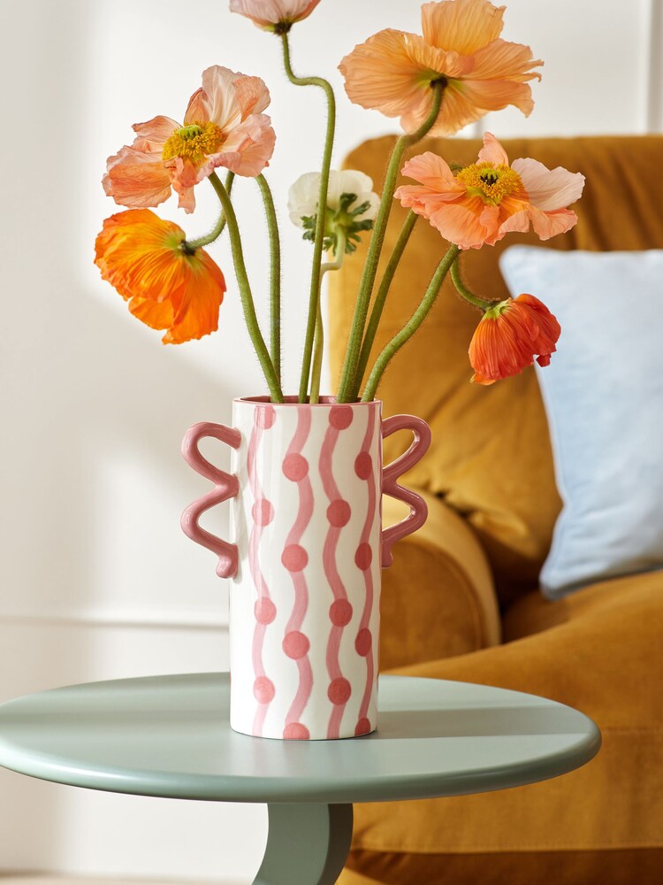 Pink Painted Ceramic Wiggle Vase - Image 1 of 5