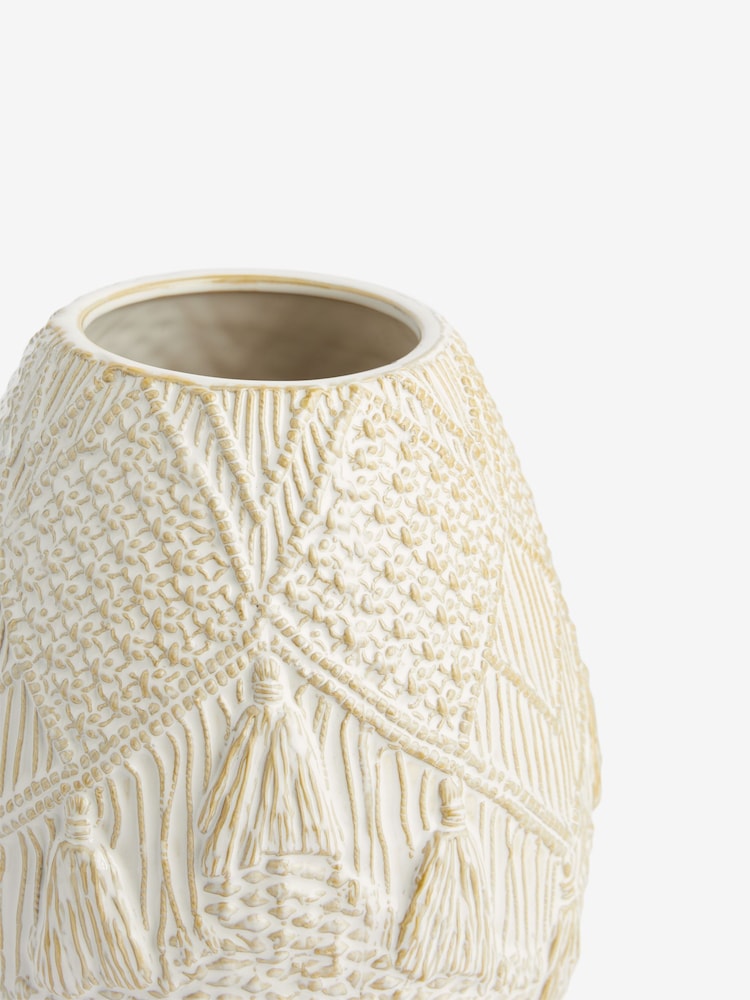Natural Woven Look Reactive Glaze Ceramic Vase - Image 2 of 5
