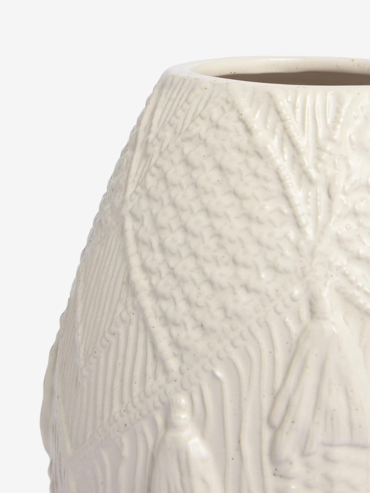 Natural Woven Look Reactive Glaze Ceramic Vase - Image 5 of 5