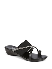 Pavers Black Smart Toe Post Sandals - Image 3 of 6