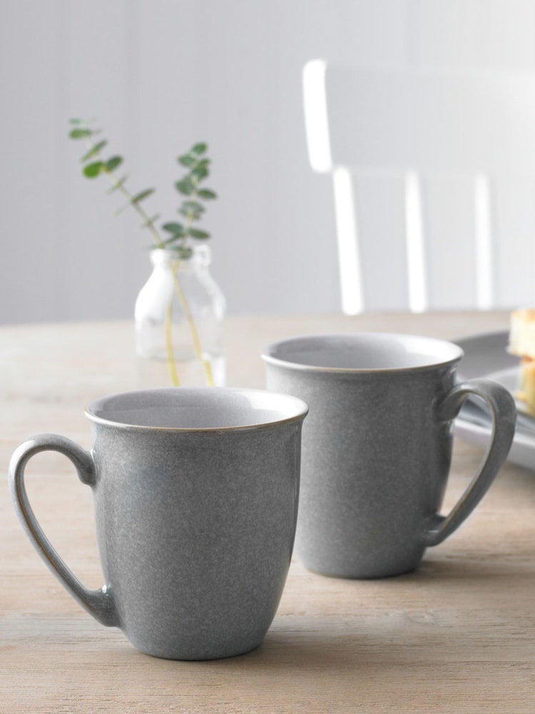 Denby Set of 4 Light Grey Elements Coffee Mugs Set - Image 2 of 4