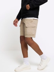 River Island Natural Elasticated Cargo Shorts - Image 4 of 6