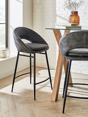 Monza Faux Leather Dark Grey Hewitt Fixed Height Bar Stool - Image 1 of 8