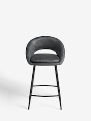Monza Faux Leather Dark Grey Hewitt Fixed Height Bar Stool - Image 2 of 8