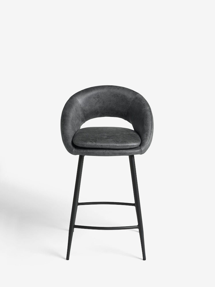 Monza Faux Leather Dark Grey Hewitt Fixed Height Bar Stool - Image 2 of 8