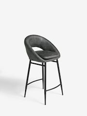 Monza Faux Leather Dark Grey Hewitt Fixed Height Bar Stool - Image 3 of 8