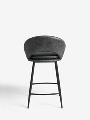 Monza Faux Leather Dark Grey Hewitt Fixed Height Bar Stool - Image 5 of 8