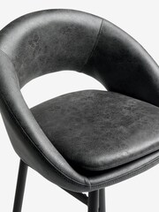 Monza Faux Leather Dark Grey Hewitt Fixed Height Bar Stool - Image 6 of 8