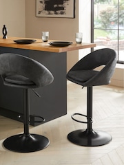 Monza Faux Leather Dark Grey Hewitt Adjustable Height Bar Stool - Image 1 of 8