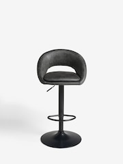 Monza Faux Leather Dark Grey Hewitt Adjustable Height Bar Stool - Image 2 of 8