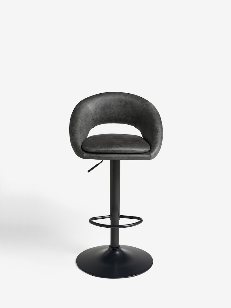 Monza Faux Leather Dark Grey Hewitt Adjustable Height Bar Stool - Image 2 of 8