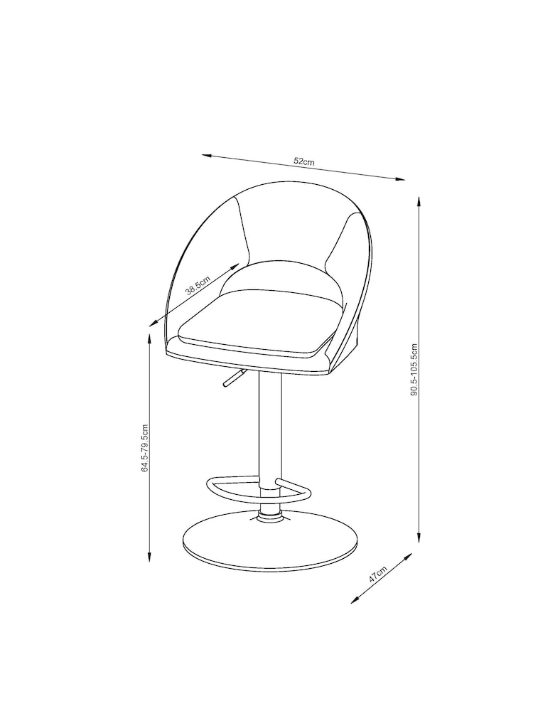Monza Faux Leather Dark Grey Hewitt Adjustable Height Bar Stool - Image 8 of 8