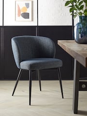 Set of 2 Tweedy Plain Navy Blue Otis Carver Arm Dining Chairs - Image 1 of 8