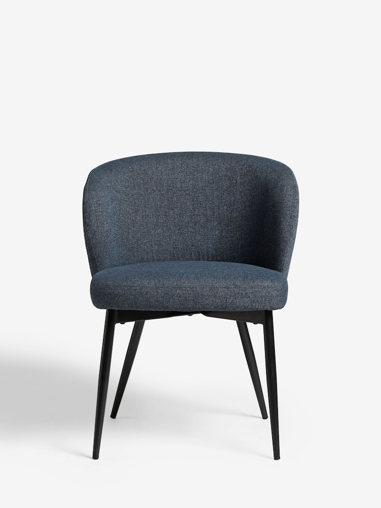 Set of 2 Tweedy Plain Navy Blue Otis Carver Arm Dining Chairs - Image 2 of 8