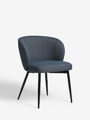Set of 2 Tweedy Plain Navy Blue Otis Carver Arm Dining Chairs - Image 3 of 8